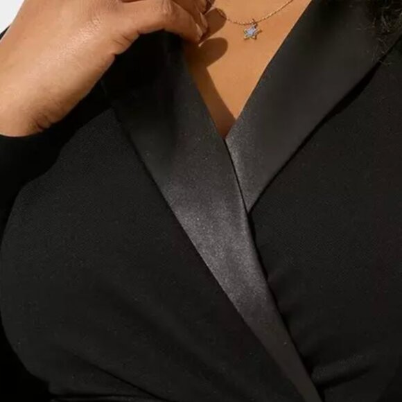NEW Torrid 16 Mini Tuxedo Dress, Black Long Sleeve with Satin Detail AND POCKETS - Picture 5 of 6